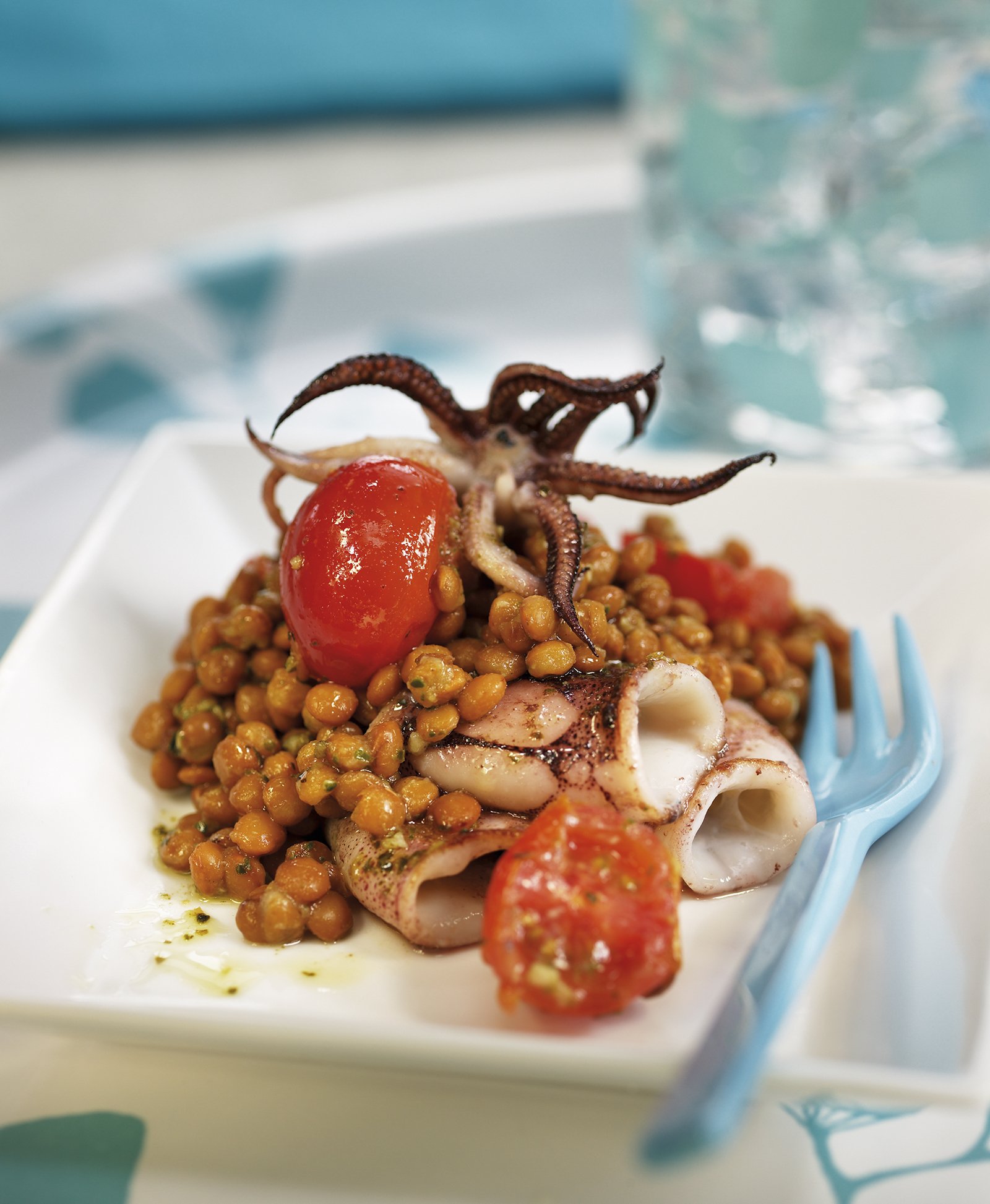 Estofat de llenties amb calamars