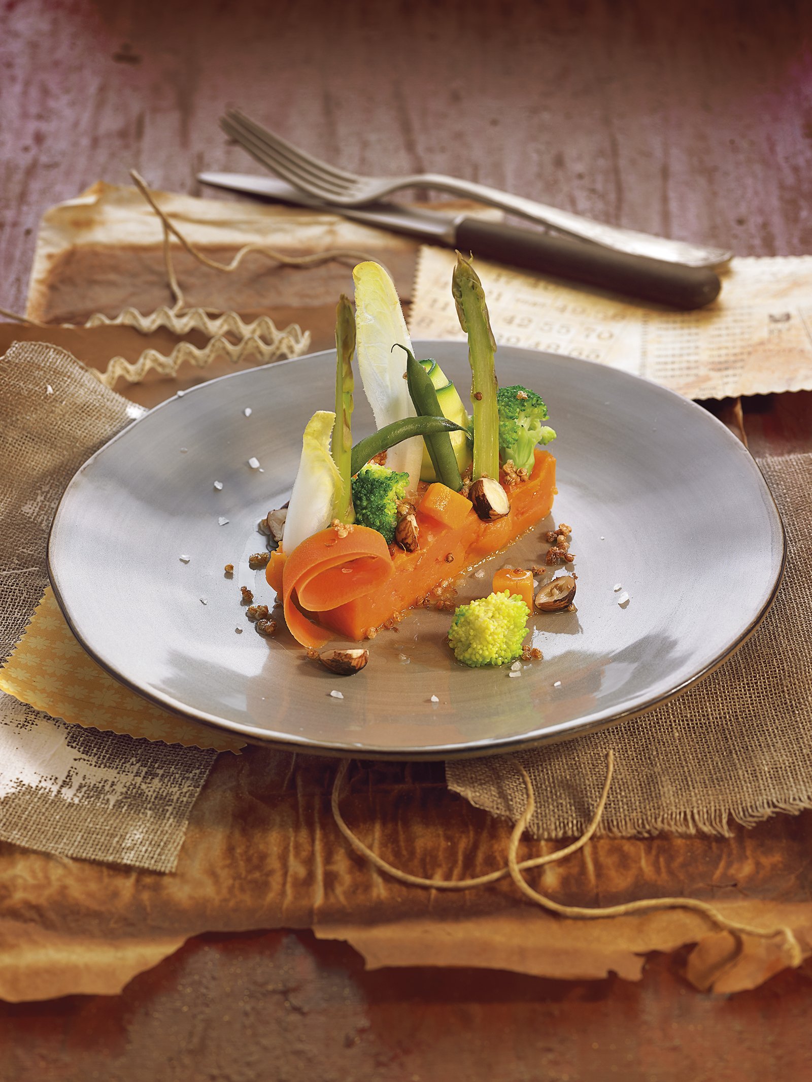 Verduras de otoño, moniato y aceite de avellanas Verduras de otoño, moniato y aceite de avellanas