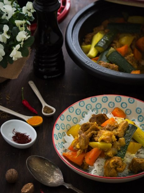 Tajine de cordero y verduras