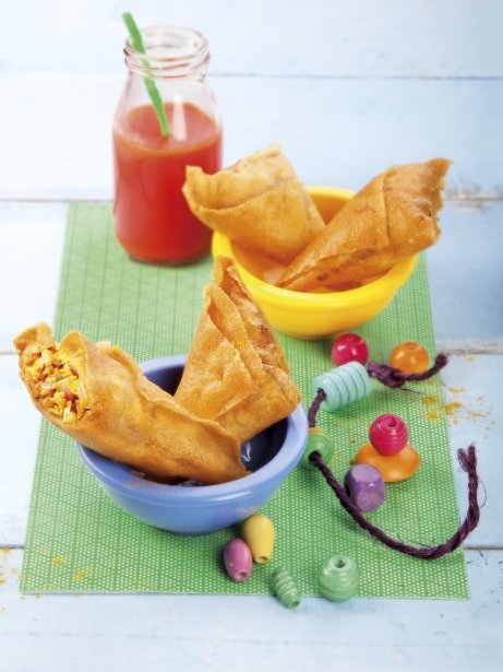 Samosas de pollo y puerro