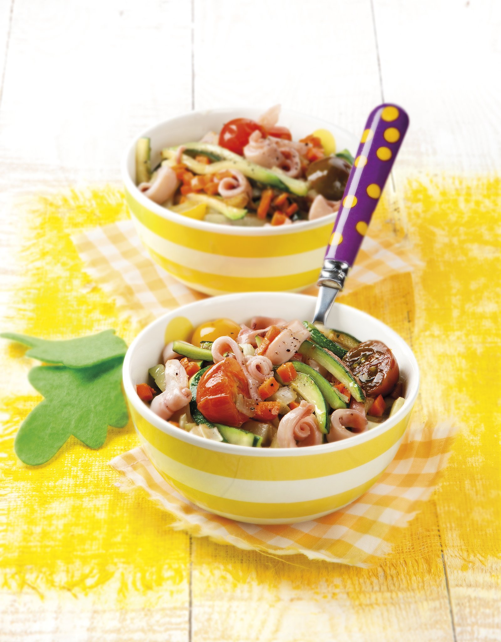 Tallarines de calamars amb verdures