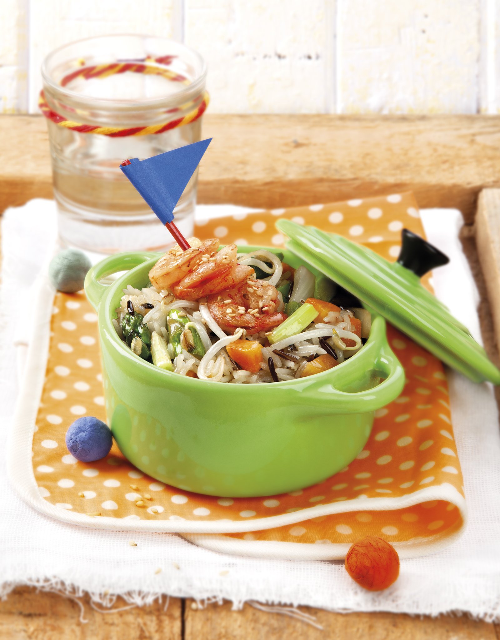 Arroz saltado con gambas