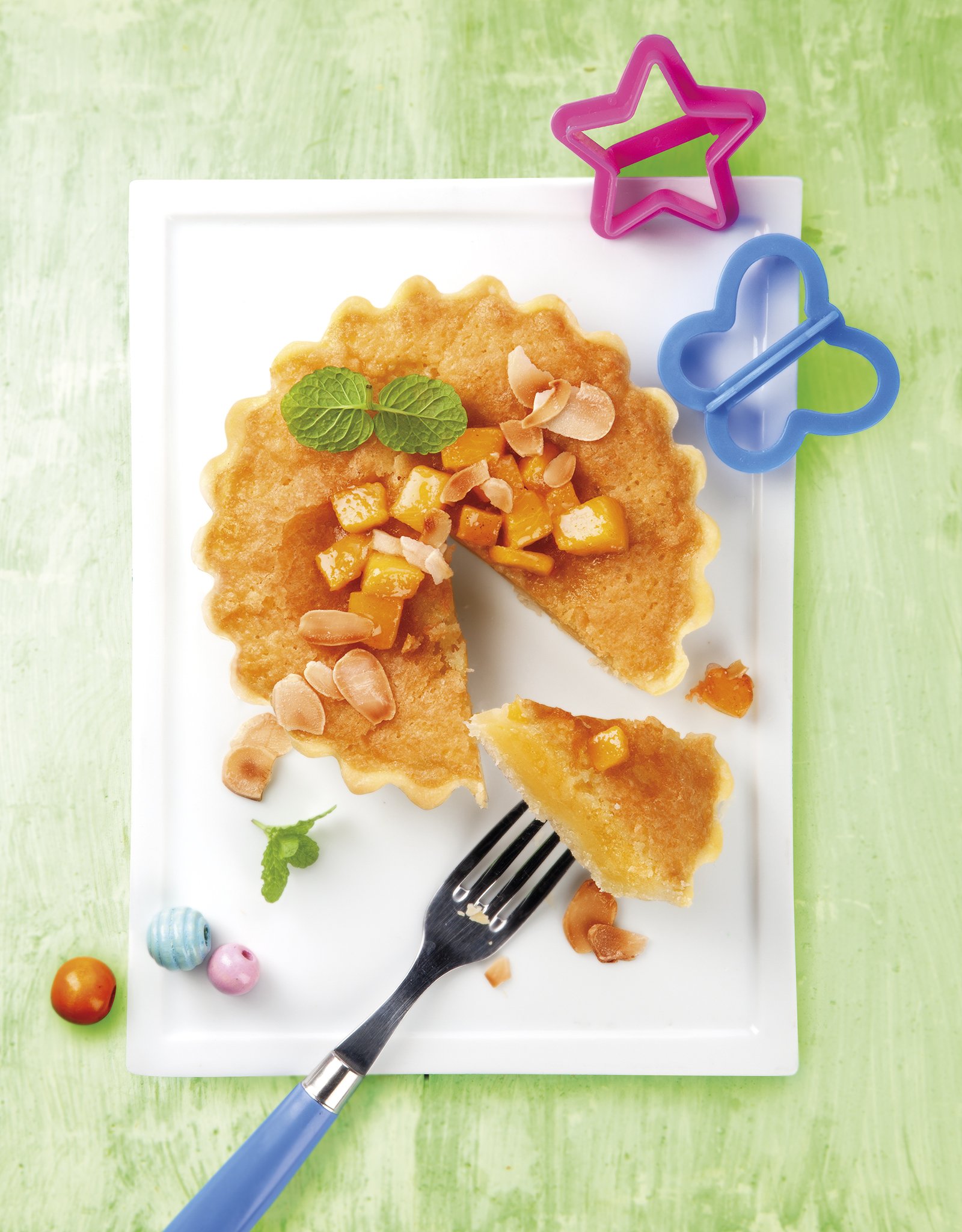 Pastel de melocotón y almendras