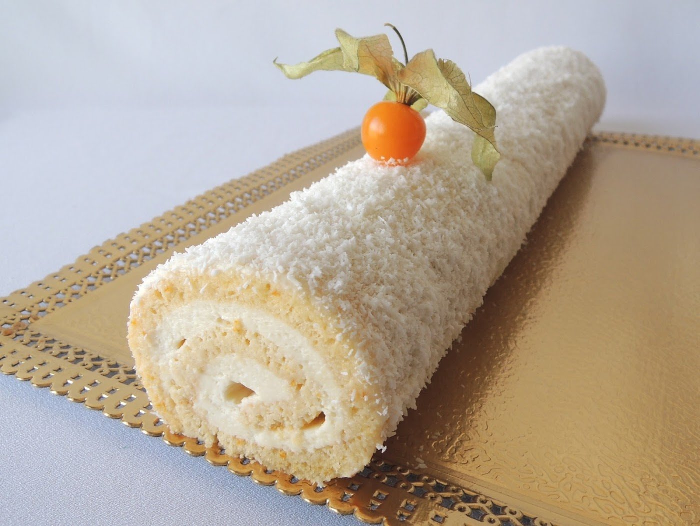 Braç de gitano de xocolata blanca i coco