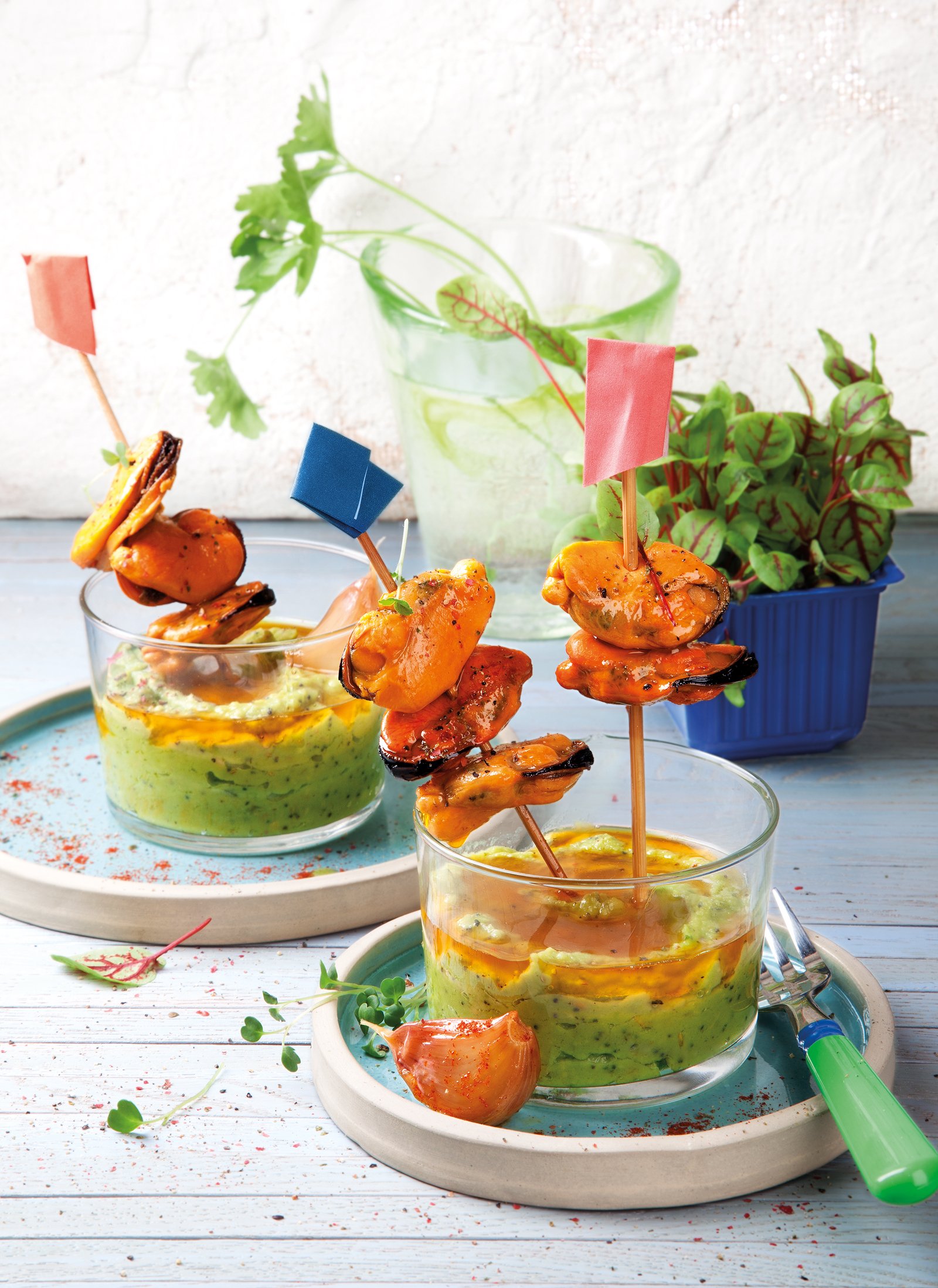 Musclos en escabetx amb guacamole Musclos en escabetx amb guacamole