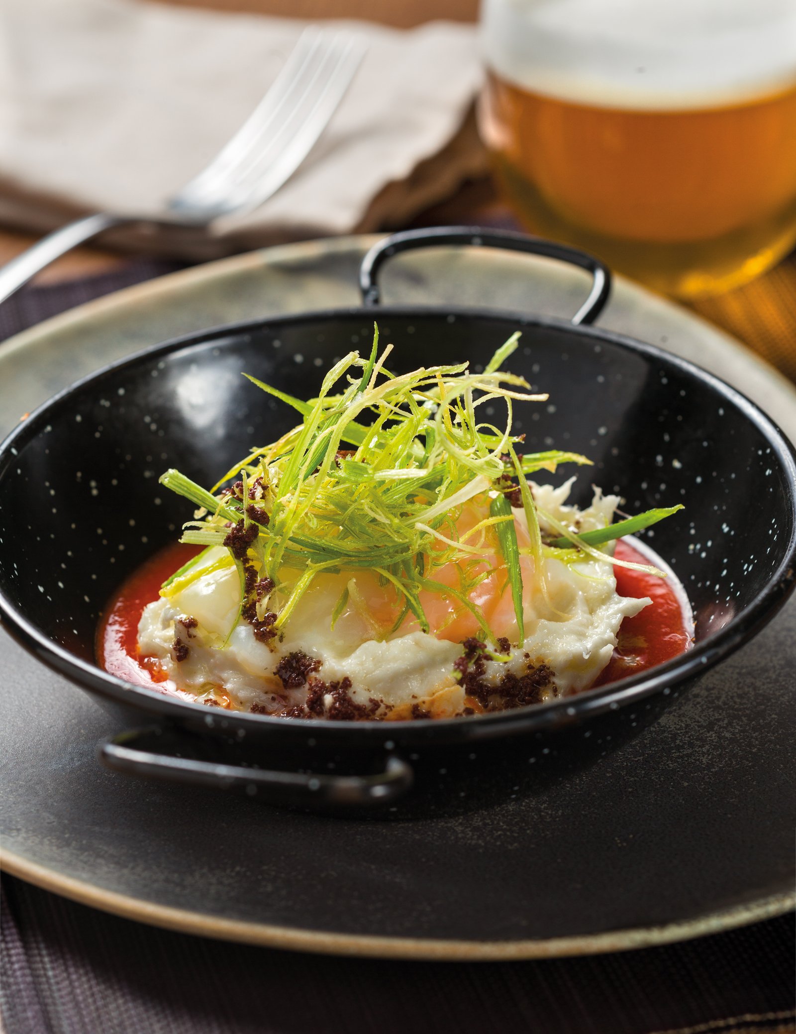 Huevo y brandada de bacalao