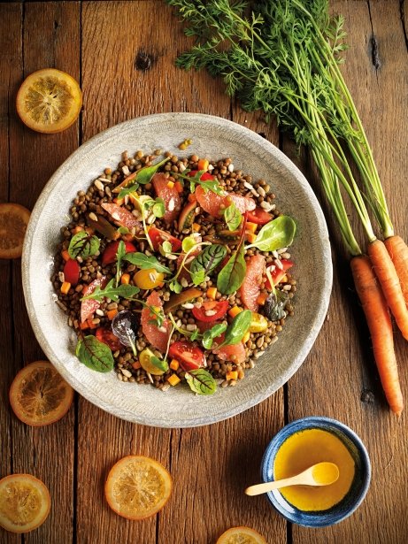 Ensalada de lentejas y naranja