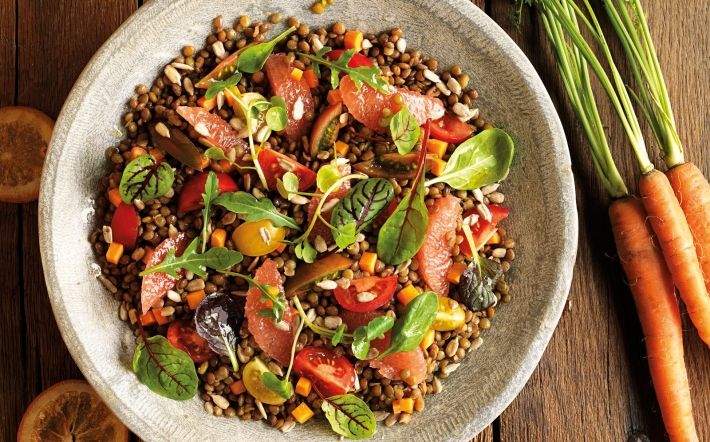 Ensalada de lentejas y naranja