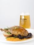 Confit de pota blava, moniato, prunes i vermut Tarrida