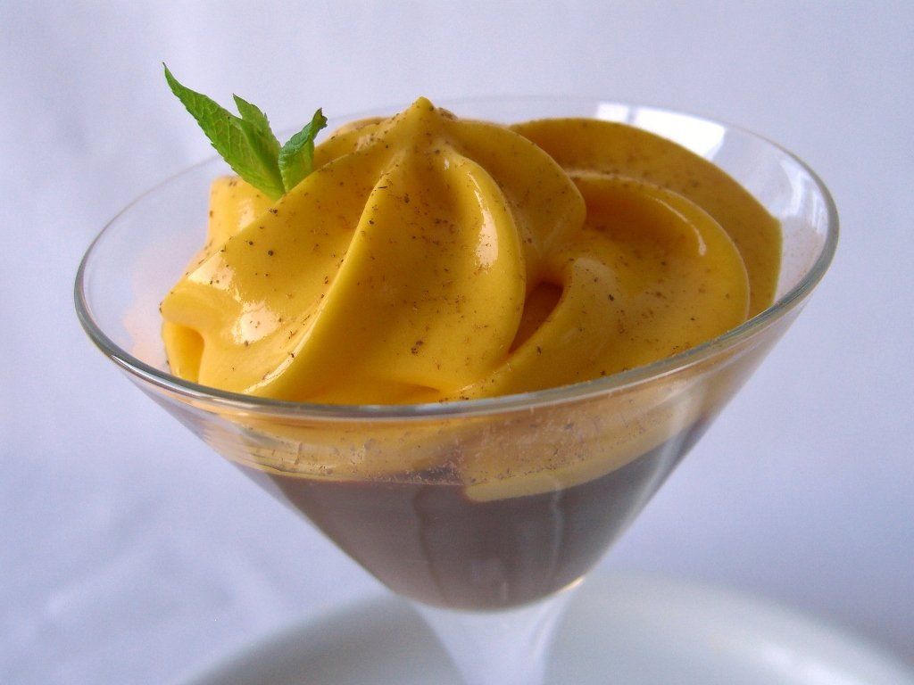 Crema de xocolata amb escuma de moniato