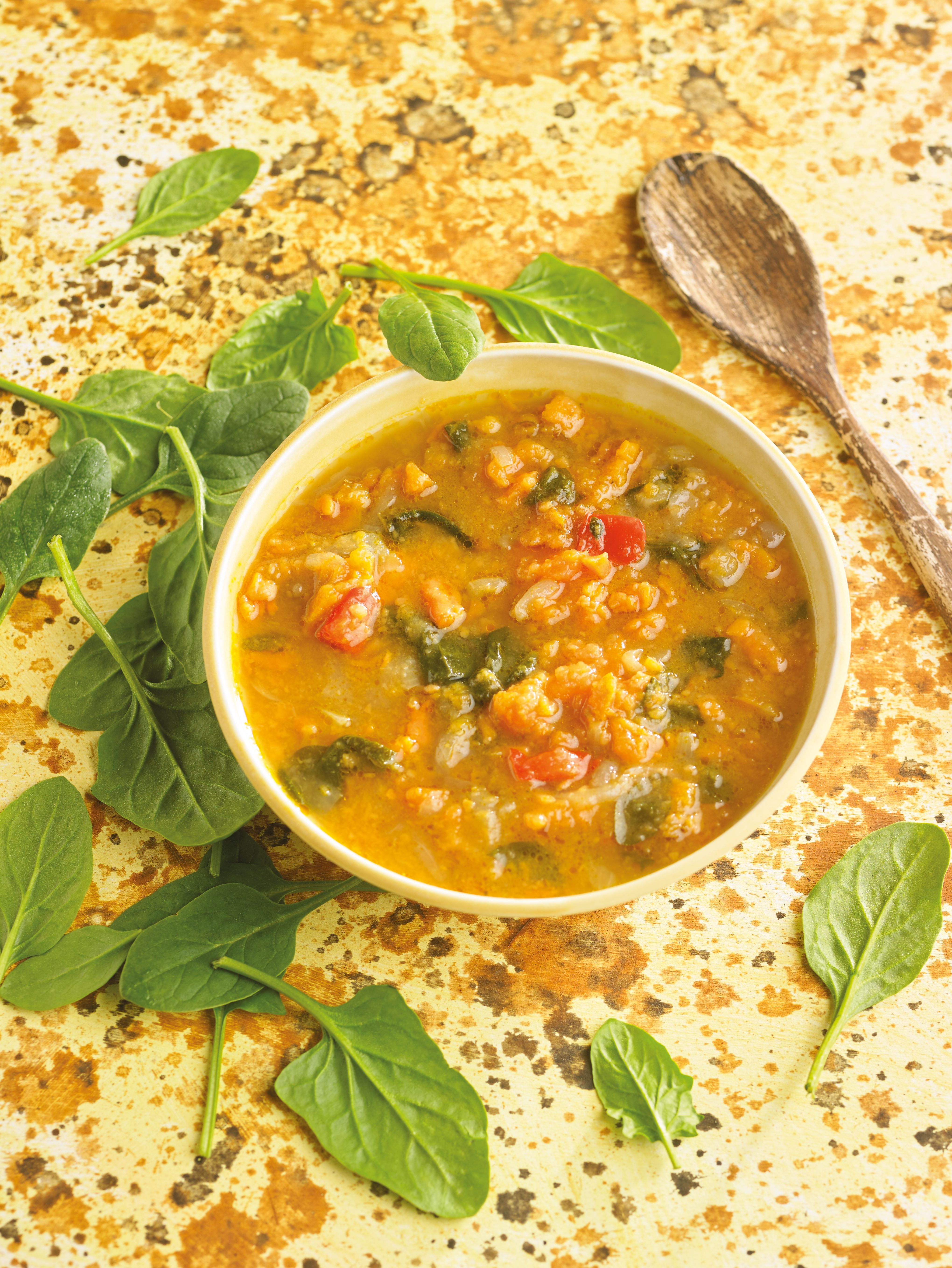 Sopa de moniato i espinacs