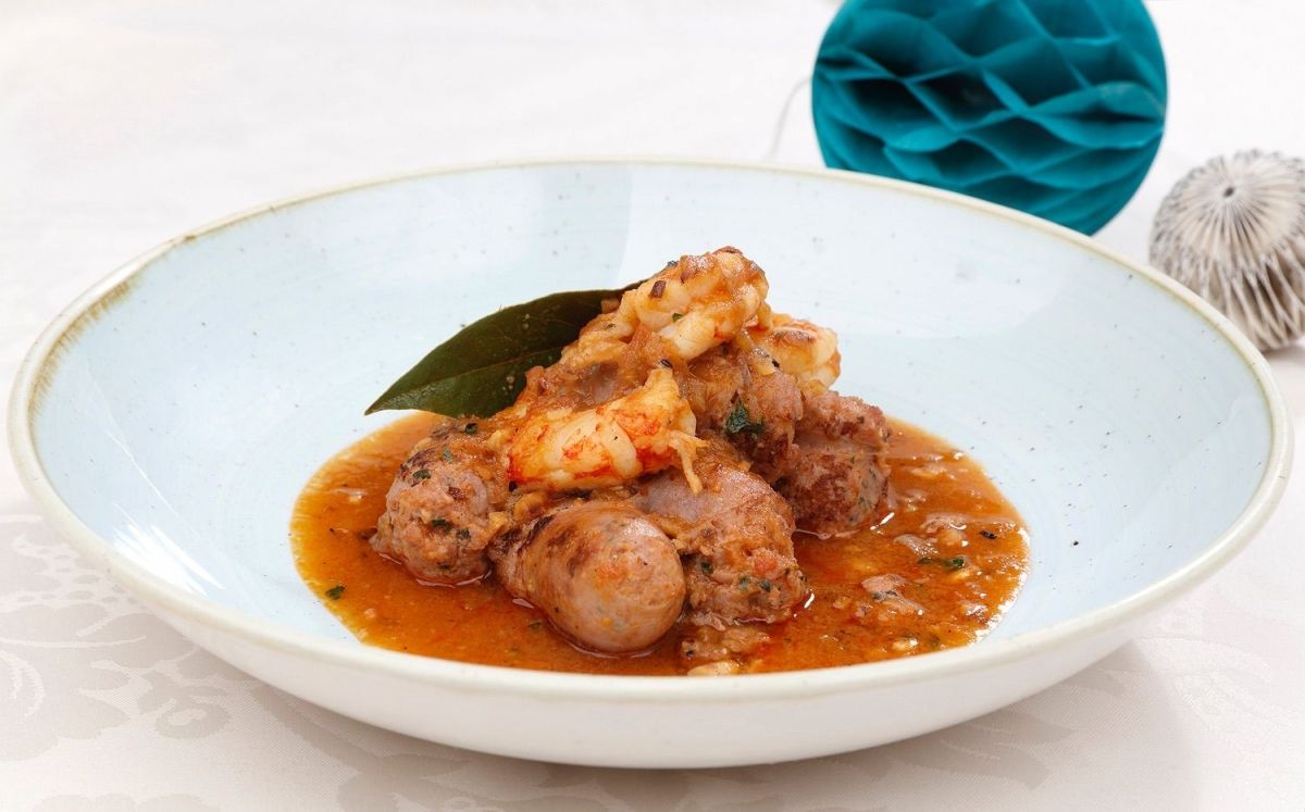 Morcilla con gambas