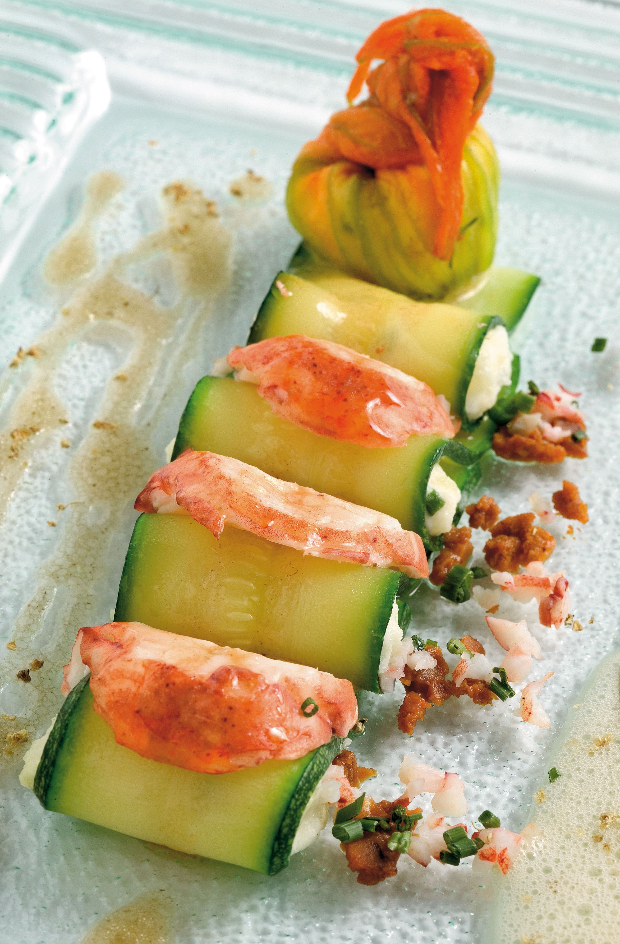 Ona de carbassó amb vainilla, llamàntol i emulsió de melilot