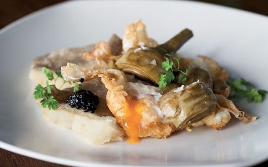 Bacalao con huevo frito