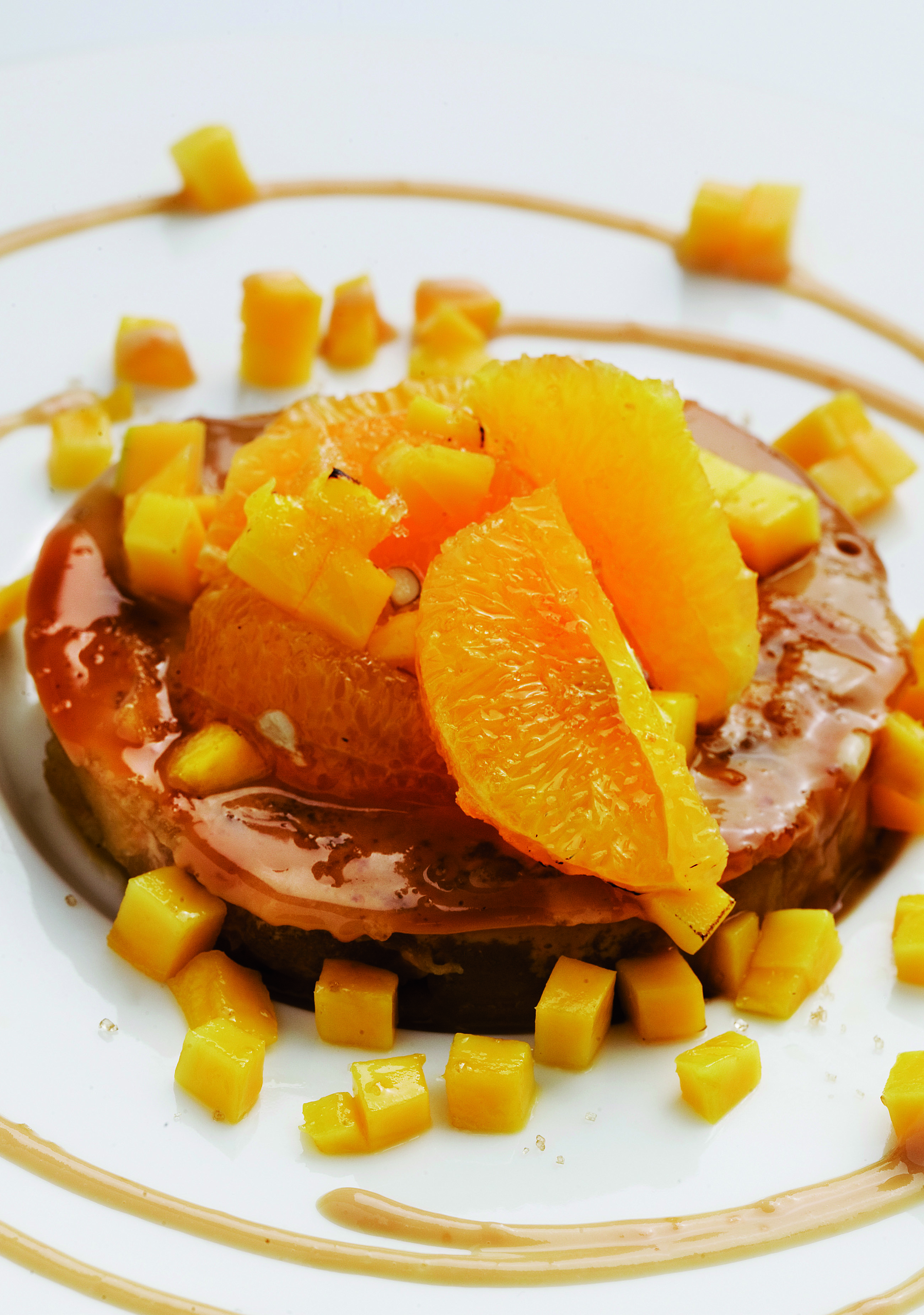 Pastís Tatin de mango i taronja