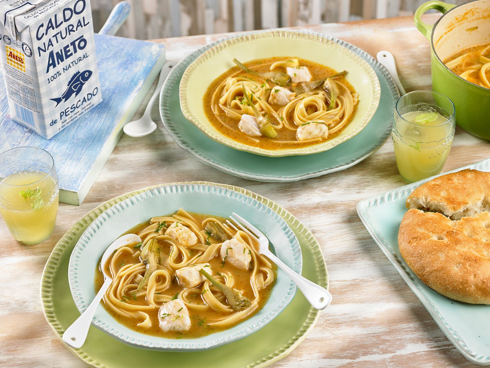 Sopa de peix, lluç i carxofes