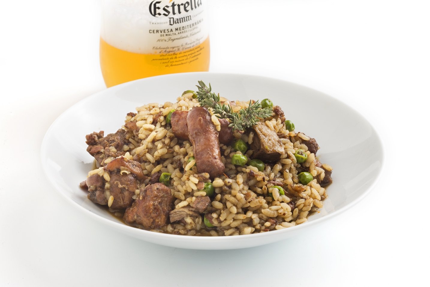 Arroz cremoso con tallarines de sepia y sobrasada ecológica