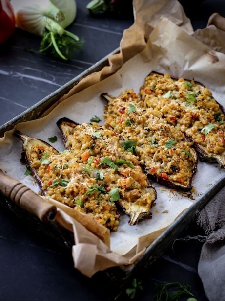 Berenjenas rellenas de trigo sarraceno