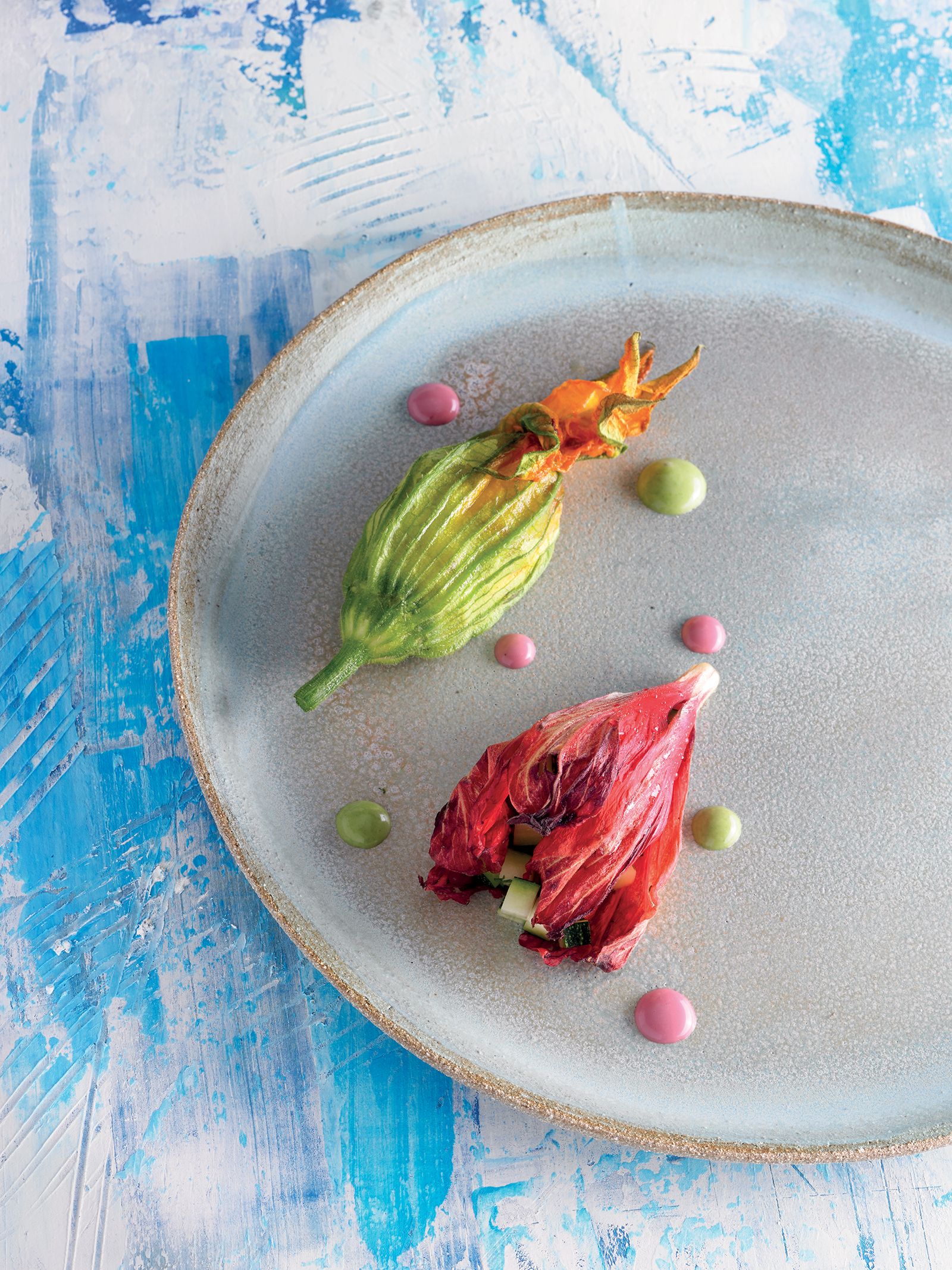 Flors de carbassó i d'hibisc al forn