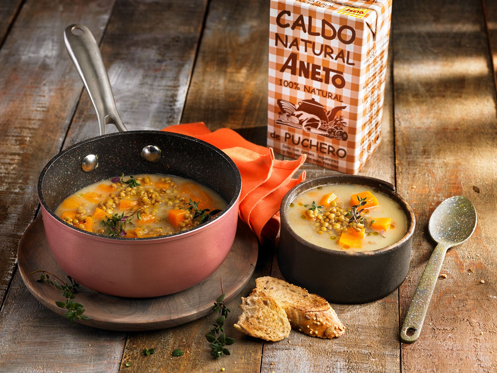 Sopa de carbassa i llenties