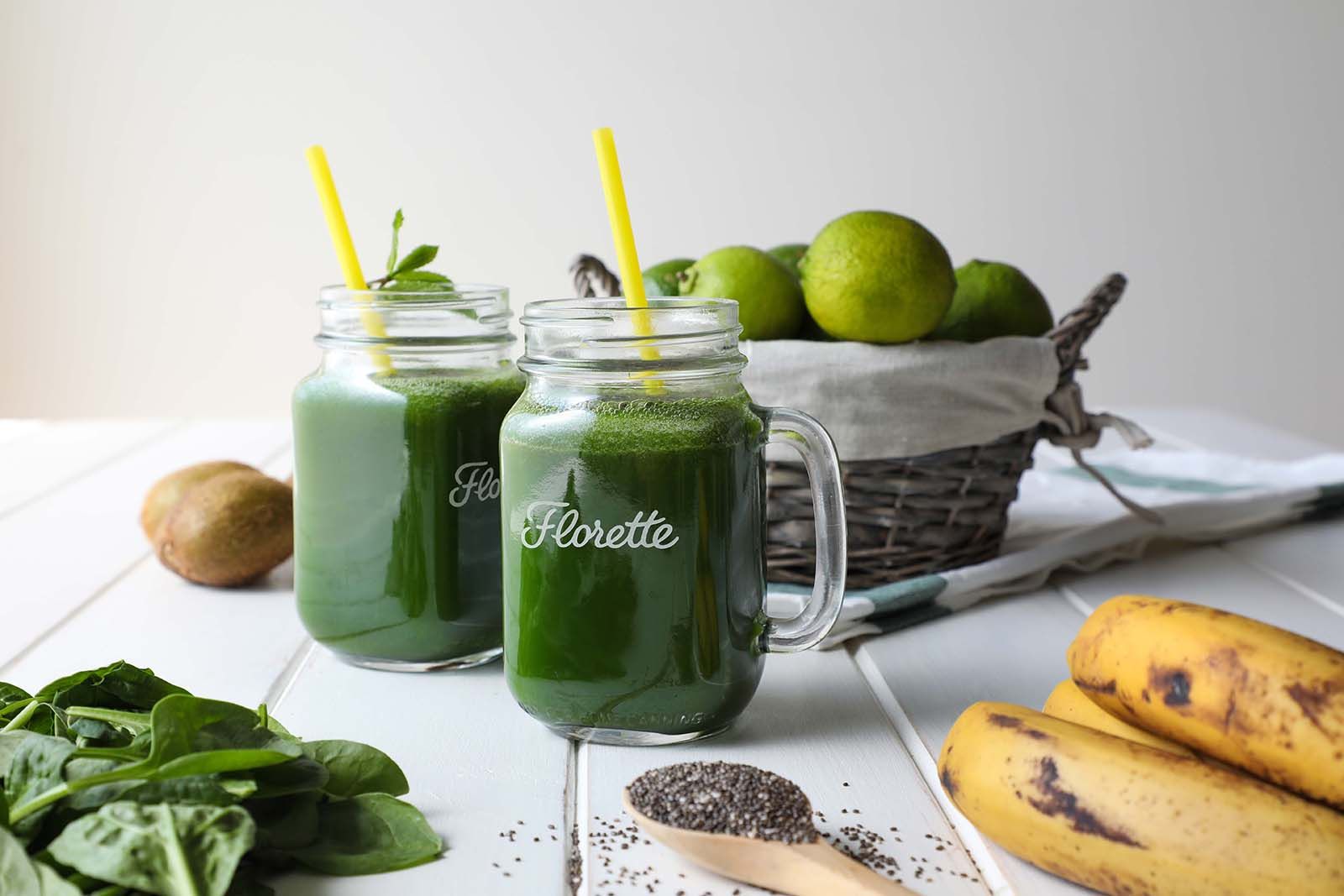 Batut d'espinacs, kiwi i plàtan