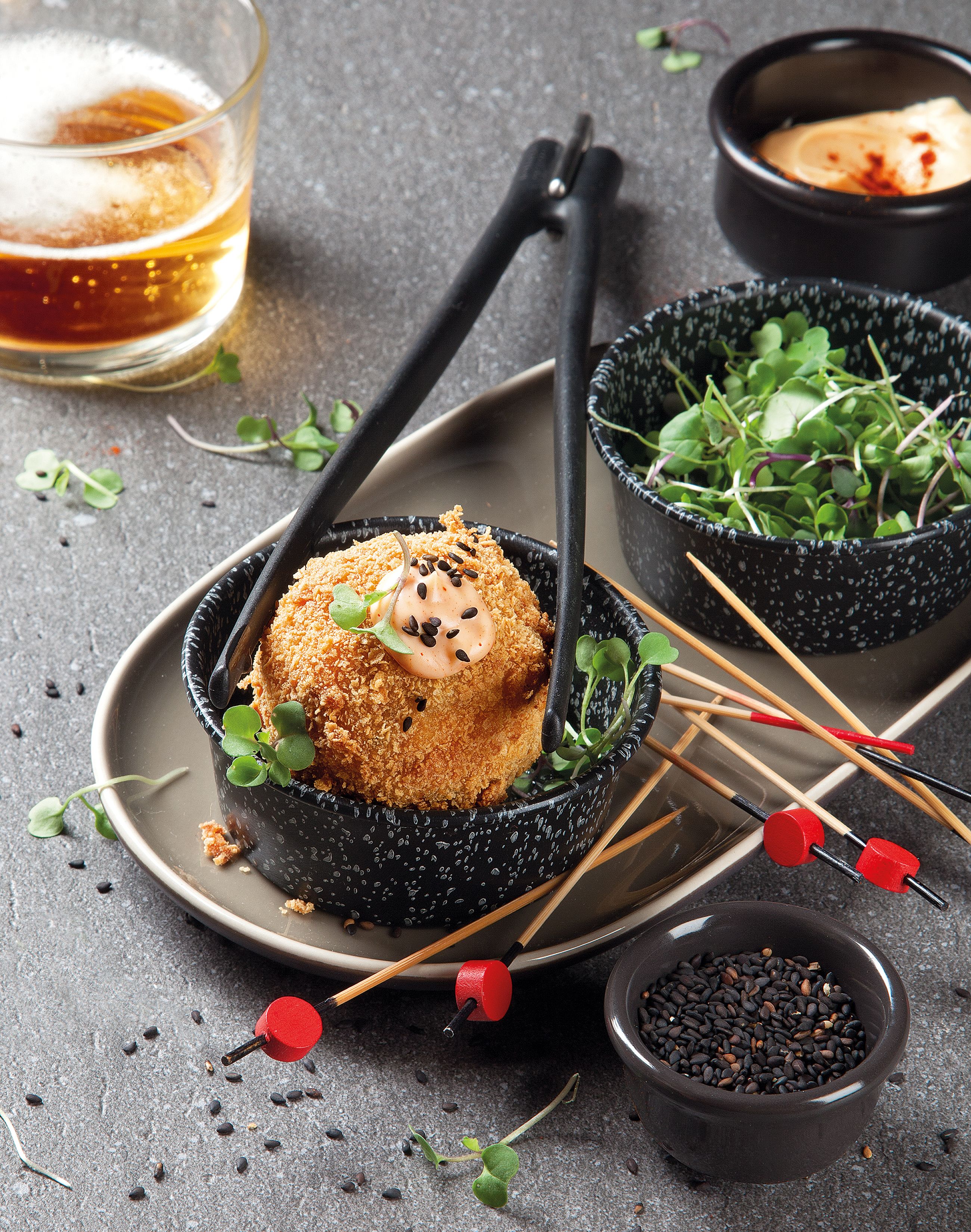 Croquetes de pop amb maionesa de pebre fumat Croquetes de pop amb maionesa de pebre fumat