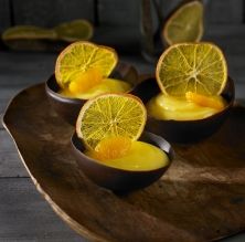 Crema de mandarina amb cruixent de taronja